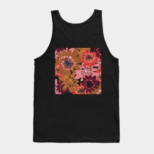 Fun flowerpower pattern in 1970-style, orange, red, wine, ockra, pink, Tank Top